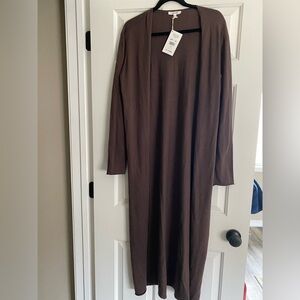 Splendid Chocolate Brown Open-Front Maxi Cardigan